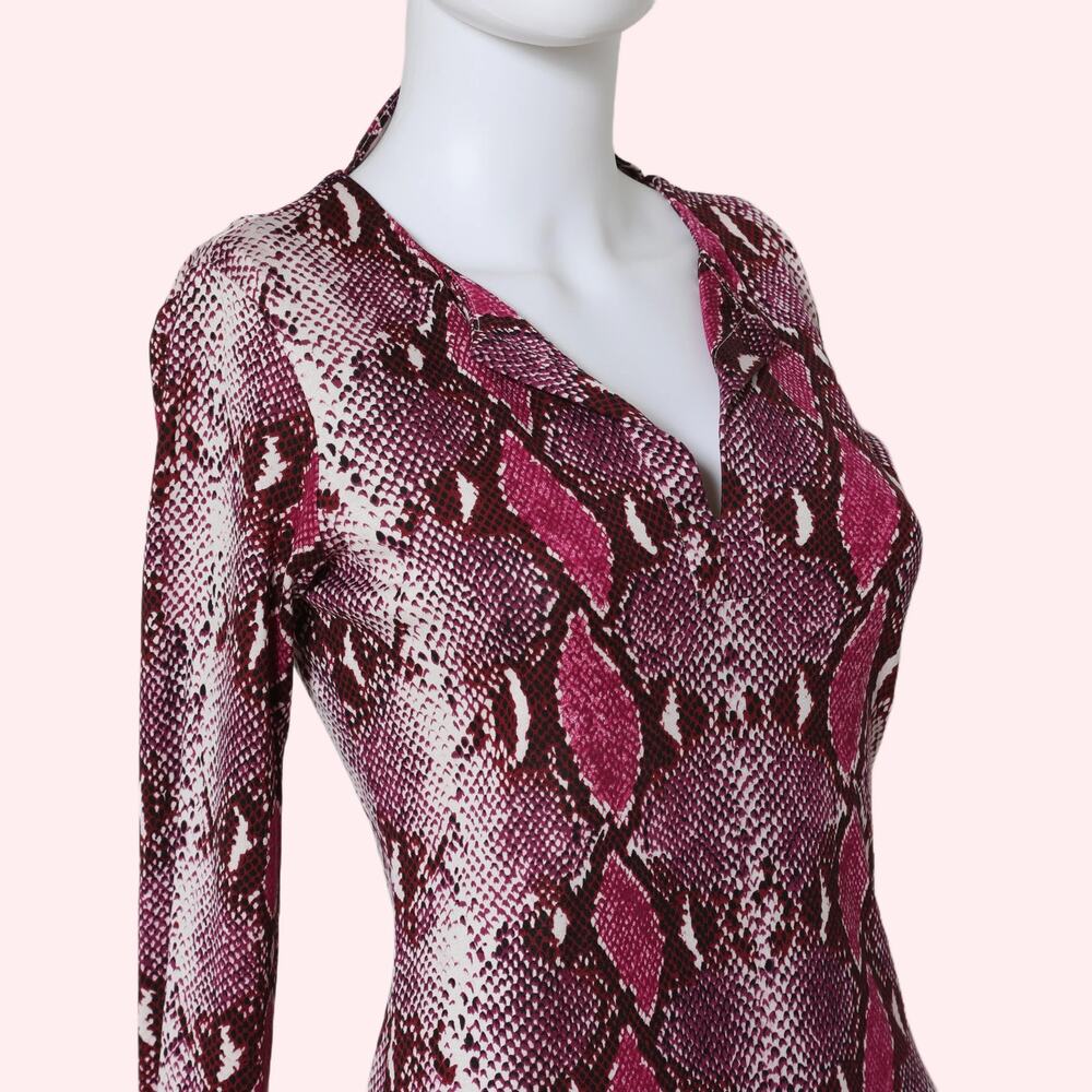 Diane Von Furstenberg Pink Silk Python Snake Anim… - image 2